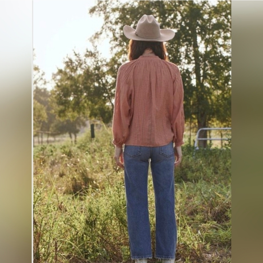 The Great Lightweight Pintuck Blouse - Color Is Terra Cotta - Picture 4 of 14